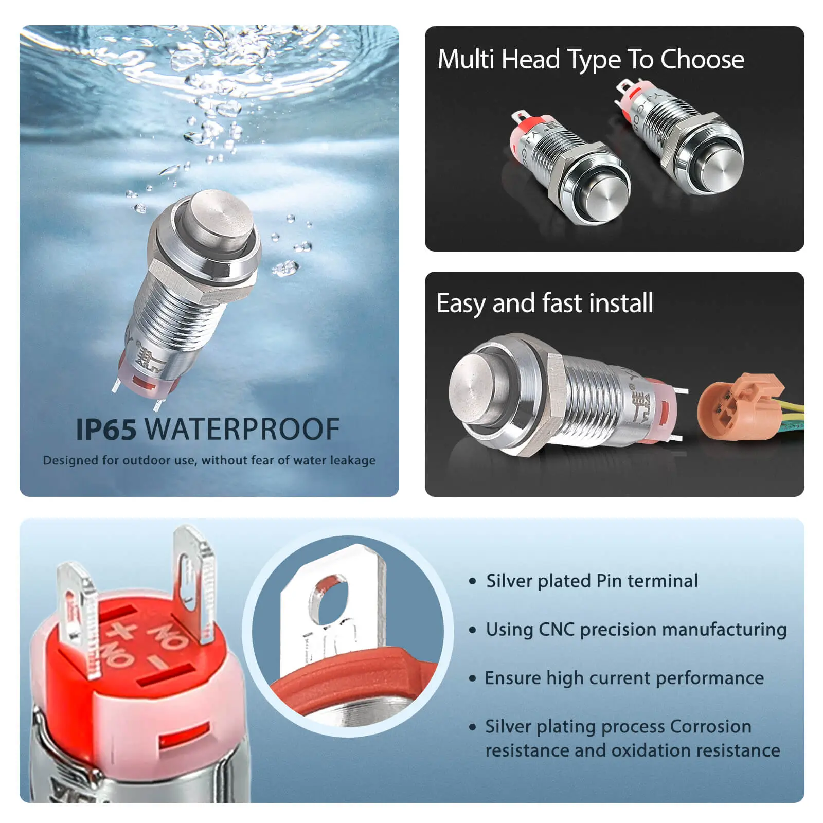 YJ-GQ8H-10/J/N Compact Push Button Switch YJ-GQ8H-10/J/N Compact Push Button Switch